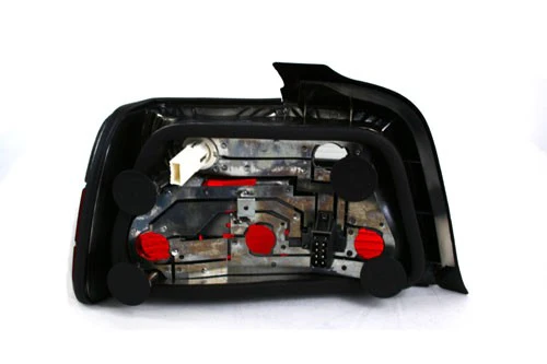 BMW E36 4-Door Taillights (Red/Smoke Faceted) - Image 3