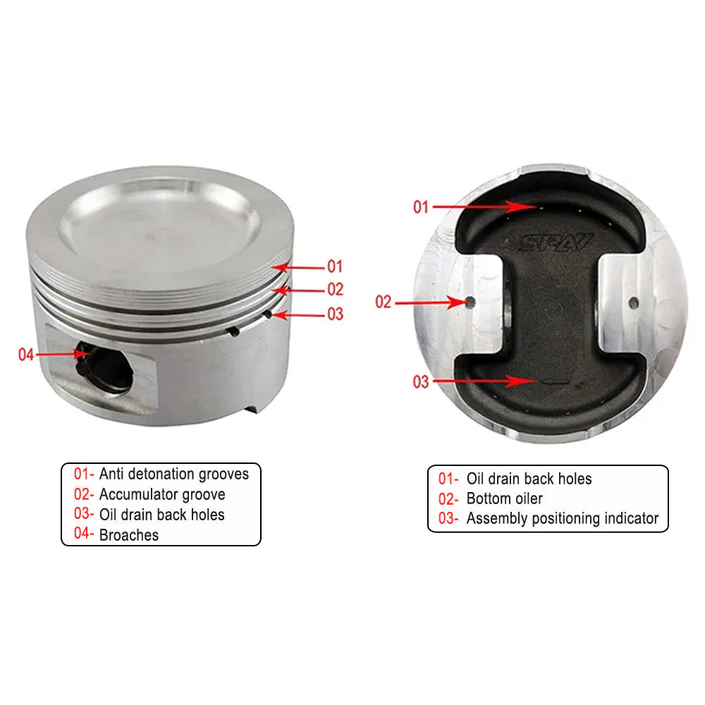 SPA TURBO Forged piston and Connecting rod kit for VW/Audi 1.8 20V (83mm) 1000hp + FORGED HEAD STUDS + KING ENGINE BEARINGS - Image 5