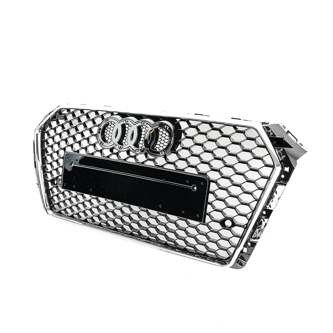 RS Style Grille for Audi B9 A4/S4 PFL (2017-2019) - Black Mesh w/ Chrome Surround & Silver Quattro - Image 3